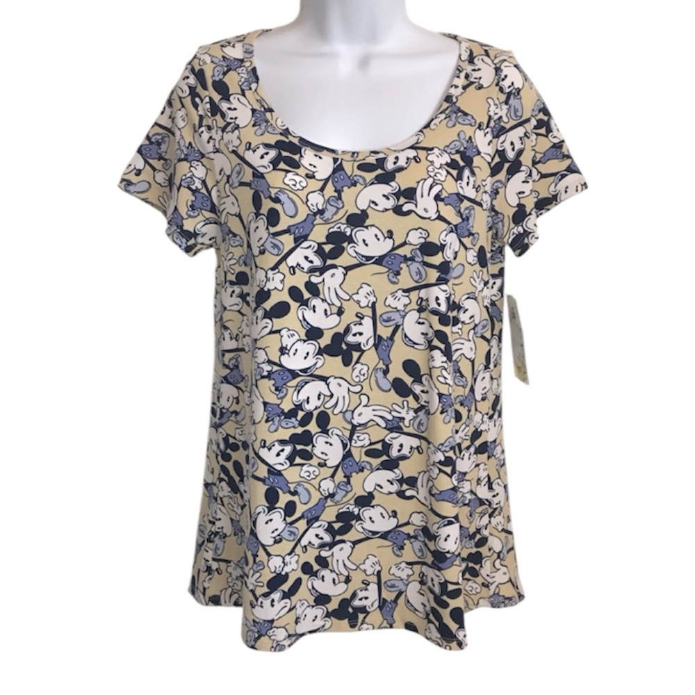 🔴 4/$15 Disney x LuLaRoe Women’s XS Classic Mickey Mouse Cream & Navy SS Tee NWT